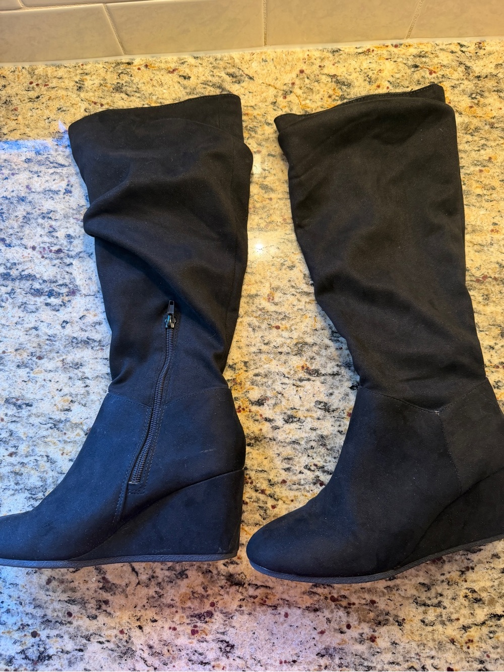 🩷 Kelly & Katie Black Wedge Knee-High Boots size 8